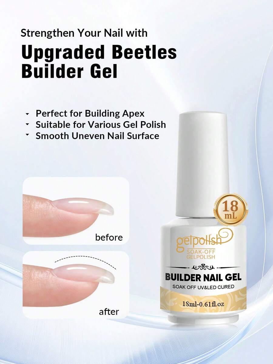 18ml Nail Extension Gel, 7-In-1 Clear Extension Gel, LED Lamp Cured Colored Rubber Base Coat, Enhance Nail Thickness, Thickening Extension, With Rhinestone Gel, Bottle, Suitable For Home DIY Manicure Salon Gifts Nails - Trong sáng - Xem 1