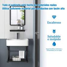 Rectangular Lavabos Para Baños Con Espejo Y Canasta 51cm - Negro - Ver 4