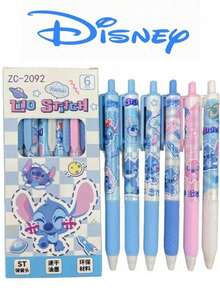 6pcs/Set Cartoon Lilo & Stitch Ballpoint Pens, Writing Tools, Stationery, Office Supplies, Holiday Gifts, Suitable For Gifting