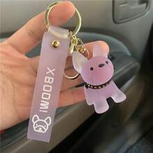 Crystal Puppy Keychain, Transparent Cute Puppy Couple Keychain Pendant For Backpack, Car Keys