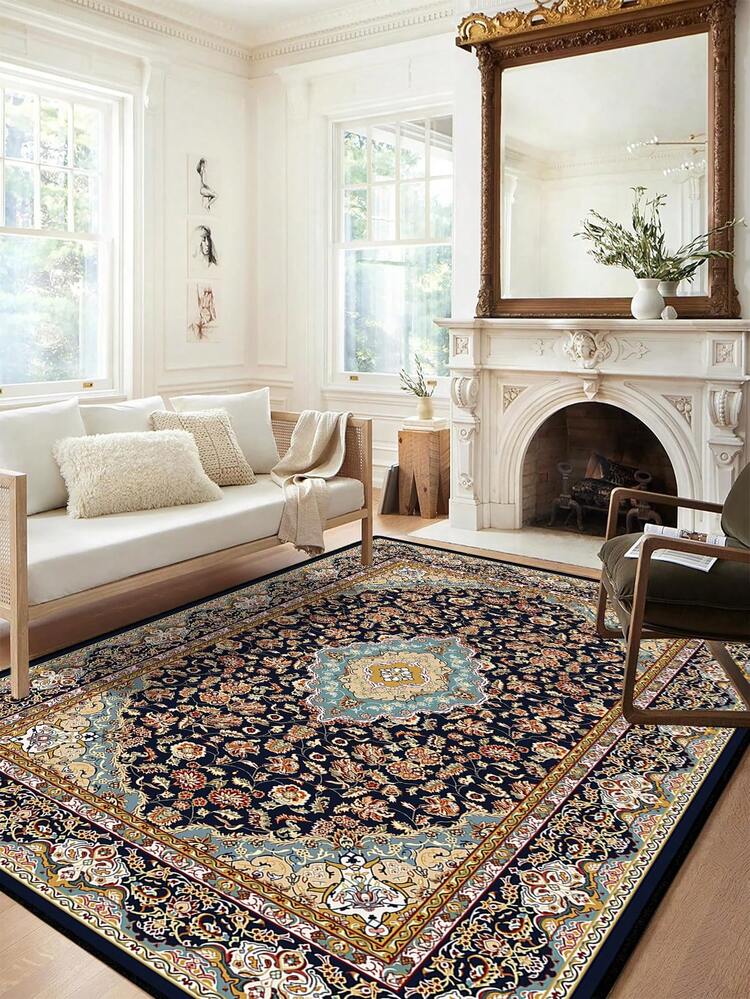 1 件复古风格地毯，仿旧红色波西米亚传统涤纶矩形易护理可洗区域地毯，适用于客厅、大厅、床边、起居室、卧室、办公室、厨房、农舍家居装饰 - 彩色 - 查看 14