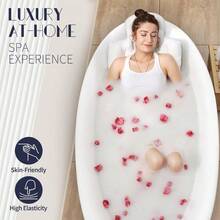 Almohada de baño de cuerpo completo para tina cojín grueso para tina con bolsa de lavandería almohada de lujo para tina para reposacabezas cuello y espalda blanca 51 x 16 pulgadas - Blanco - Ver 2