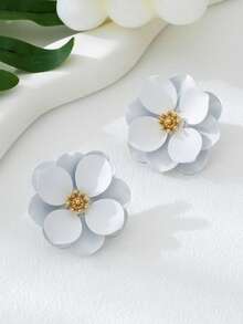 1 Par de Brincos Estampados com Flores em Camadas, Inspirados em Férias de Verão, Adequados para Uso em Feriados/Diário/Encontros/Viagens para Mulheres