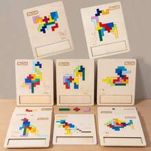 1pc Children's Puzzle: Suitable For 3-6 Years Old Boys And Girls, Educational Toy, Parent-Child Interaction, Board Game, Large Building Blocks, 3D Flat Puzzle Blocks, Develop Thinking Skills, Children's Intelligence Development, Educational Toy, Puzzle Solution Picture, Tabletop Game, Improve Children's Concentration, Parent-Child Interaction, Holiday Gift - Multicolor - View 3