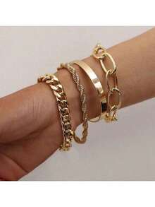 Set Of Metal Bracelets, Women's Bracelets, Niche Design, New Simple European And American Styles. - 彩色 - 查看 1