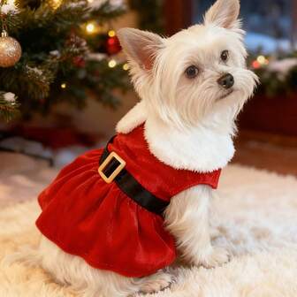 1 pieza Vestido de Navidad de moda para perros, lindo disfraz de fiesta navideña para mascotas pequeñas como perros y gatos