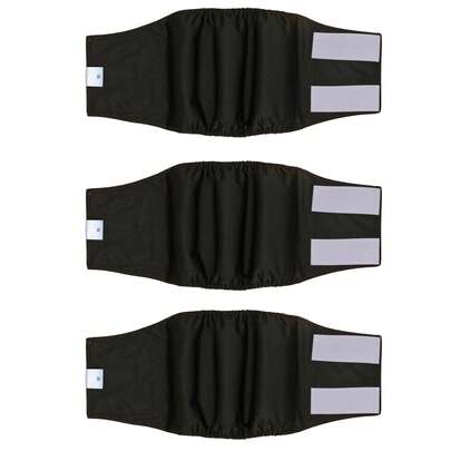 3 Packs Male Dog Diapers (3 Packs) - Super Absorbent Male Dog Sanitary Diapers, Washable Male Dog Diapers - Reusable Male Dog Diapers (Black)