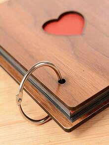 1本DIY复古木质相册，情人节礼物，浪漫情侣纪念相册，活页自粘分类相册，木制工艺品，适用于情人节、母亲节、复活节、婚礼、生日、节日派对、毕业季等场合。