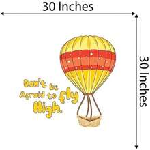 Lindo calcomanía de pared con globo de aire caliente con texto "Don't Be Afraid to Fly High Fly High Cotización con globo de aire caliente brillante - Tamaño: 20 x 20 pulgadas(30 Inch x 30 Inch) - Multicolor - Ver 4