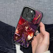 Compatible con 17, 16, 16E, 15, 14, 13, 12, 11 Pro, X, XR, XSMAX, 8, Plus.Funda de Smartphone con Estilo de Manga y Personaje de Anime Clásico Lelouch de la Rebelión para, Cubierta Trasera Dura Mate Plateada Creativa 17 17 - Negro - Ver 5