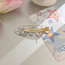 4 Acrylic Hair Clips Set - Y2K Cute Oval Duckbill Hair Clips With Sequin Decoration, Transparent Invisible Hair Clips, Suitable For Women And Teenagers Aged 14 And Above - Hỗn hợp 4 miếng - Xem 5