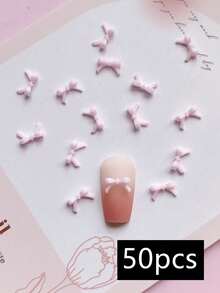 50Pcs 3D Nail Accessories, Small Size Bowknot , Bowknot , Burgundy, Bright Red, White, Beige, Pink, Light Color, Blue, Multiple Colors Randomly Mixed, Suitable For Nail Art Creation, Cute Style, Diy Decorative Accessories, Matte, Glossy Nails, Long Nails, Short Nails, Almond Nails, Ballet Nails, French Pointed Nails Are All Suitable Nail Supplies Nails Nail Charms Nail Gems - Multicolor - View 7