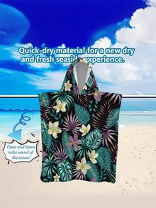 1pc Bohemian Style Tropical Floral Polyester Hooded Poncho, Plus Size Beach Towel - Vibrant Floral Design, Beach Wrap, Soft Polyester Robe, Suitable For Swimming, Travel And Beach Vacation, Unisex Bathrobe Surfing Accessories - Multicolor - View 15