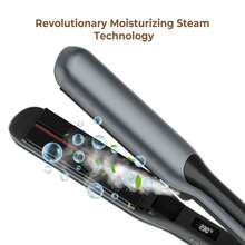 UKLISS 二合一 H2O 蒸汽直发卷发器 - 沙龙级亮泽保湿工具，适用于所有发质 (110V-240V) - 灰色 - 查看 6