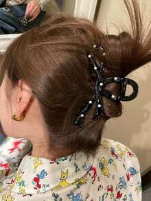 1 件可爱海龟印花发爪 - 防滑发夹，适合女性，适合高马尾、发髻和日常使用，蓝白动物图案发饰，马尾发型，活泼的图案，舒适的佩戴，休闲时尚发饰动物爪夹 - 多色1 - 查看 5