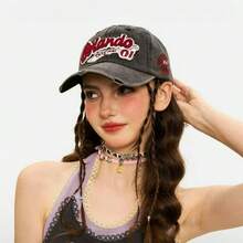 男女款仿旧“奥兰多 01”刺绣棒球帽 - 复古可调节户外休闲帽