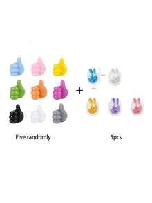 1pc/5pcs/10pcs/20pcs Thumb Shaped Wall Mount Hooks (Random Color) - Multicolor - View 11