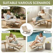 Rocking Chair Rocking Chair With Adjustable Footrest, Extra-Wide Upholstered Glider Rocker With Adjustable High Backrest And Removable Pad, Comfy Corduroy Upholstered Rocker Chair Recliner Leisure Accent Chair For Living Room Bedroom - White - View 8