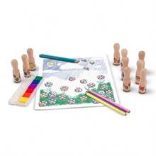 and Doug Set Deluxe de Ss Felices con Mango Juguete de Madera Artes y Manualidades 10 Ss 5 Lápices de Color y Almohadilla de Tinta Lavable de 6 Colores - como en la foto - Ver 4