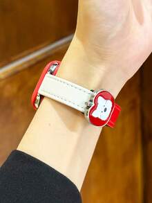 Versatile Cartoon Puppy & Apple Decorative Watch Band, Contrast Color, Compatible With Apple Watch Series 1/2/3/4/5/6/7/8/9/10/SE/Ultra, Christmas Outfit, Holiday Gift - Red and White - View 4