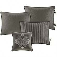 Park - Juego de Funda de Cama de algodón de Doble Cara diseño clásico de cabaña para Todas Las Estaciones con faldón de Cama Fundas a Juego Almohada Decorativa 75 x 39 Pulgadas Quebec - QuebecGrisOscuro - Ver 8