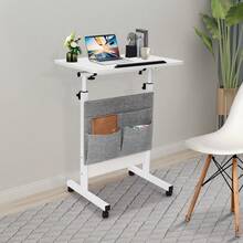 Mobile Standing Desk, Lectern With Wheels, Podium Stand Height Adjustable, Mobile Desk Workstation, Rolling Desk Rolling Computer Cart Laptop Desk Laptop Cart - 白色 - 查看 4