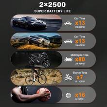 Excellent Portable Air Compressor Tire Inflator, 150PSI Cordless Electric Air Pump, Digital Pressure Gauge, Automatic Shut-Off Function, And LED Light, An Ideal Tool For Inflating Cars, Bicycles, And Motorcycles. It Is An Excellent Gift For Fathers, Boyfriends, And Men (Black) - 黑色 - 查看 9