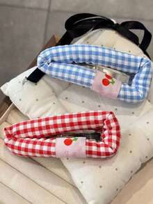 3pcs Cream Plaid Hair Clips, Cute Cherry Barrettes, Side Bangs Clips - Multicolor - View 3