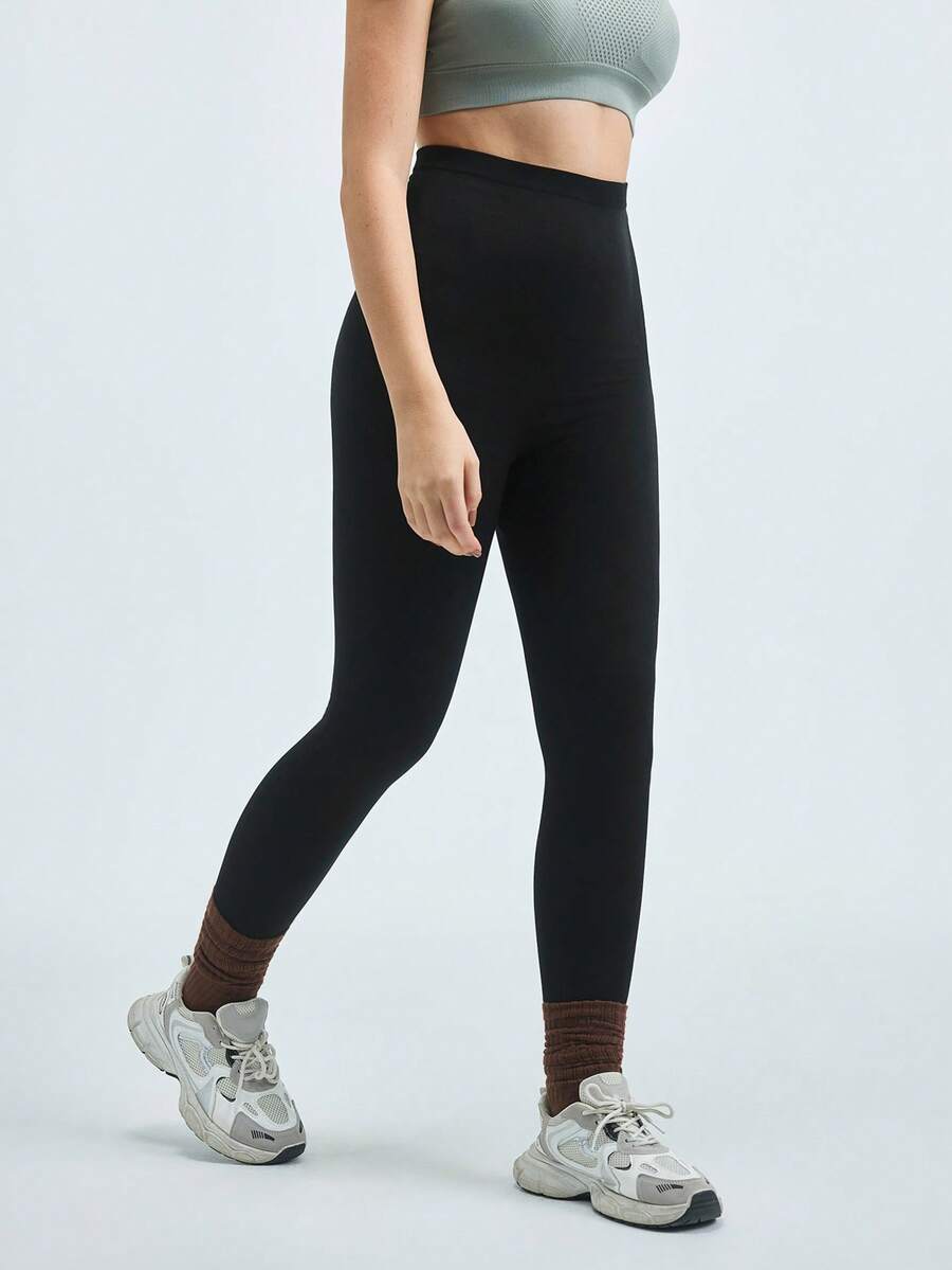 Loungeista 1 chiếc quần cạp cao màu đen dành cho nữ, giúp nâng eo, nâng bụng và tạo dáng mông, thích hợp để mặc ngoài. - màu đen - Xem 1