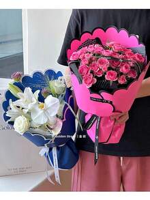 10pcs/Pack Flower Petal Shaped Waterproof Pearlescent Wrapping Paper, Suitable For Valentine's Day, Mother's Day, Teacher's Day, Weddings, Couples Gifts, DIY Bouquets, Fresh Flower Wrapping, Craft Materials - Multicolor - View 2