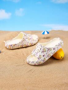 1 Pair Kids' Foam Slippers, EVA Lightweight Non-Slip Soft Bottom Cute Casual Slip-On Sandals For Boys & Girls - White - View 2