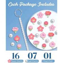 Pearl Flower Charms For Bogg Bags Accessories Women Girls With Detachable Chain - Stylish Durable Drative For  Simplouthern Totes Rubber Beach Bags,35436130 - Màu Hồng  Dưa hấu - Xem 2