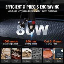 80W CO2 Laser Engraver, Laser Cutter Machine With 2-Way Pass Air Assist, Compatible With LightBurn, AutoCAD, Windows, Linux, For Wood Acrylic Fabric More - 80W - View 7