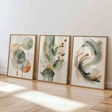 Conjunto de 3 pôsteres abstratos em tela, impressão artística de sálvia, arte de parede com plantas, arte de parede geométrica, arte de parede minimalista, decoração moderna para casa, decoração de parede para sala de estar, sem moldura. - Verde - Ver 5