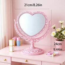 1 pieza Espejo de tocador de mesa retro de doble cara - Rosa - Ver 4