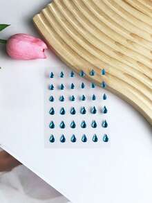 White Teardrop-Shaped Shiny Drill Bit Stickers, Teardrop Flat-Bottomed Diamonds, Sparkling Water Diamonds, Facial Micro-Light Glitter Temporary Tattoo Stickers, White, Blue And Red Crystal Diamond Teardrop-Shaped Stickers, Self-Adhesive, Eye And Face Decoration - Multicolor - View 7