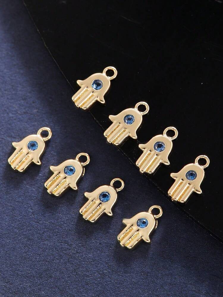 8pcs Mini Palm Shaped Rhinestone Decor DIY Jewelry Pendant, For Bracelet, Earrings, Waist Chain