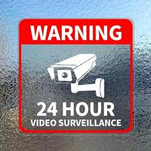 24-Hour Video Surveillance Warning Stickers, High-Quality Vinyl, Suitable For Car And Window Security Camera Alarms