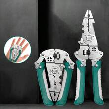 1pc Stainless Steel Multi-Function Wire Stripper, Electrical Peeling Pliers, Dedicated Wire Puller, Winding Cutter, Crimping Tool - Multicolor - View 1