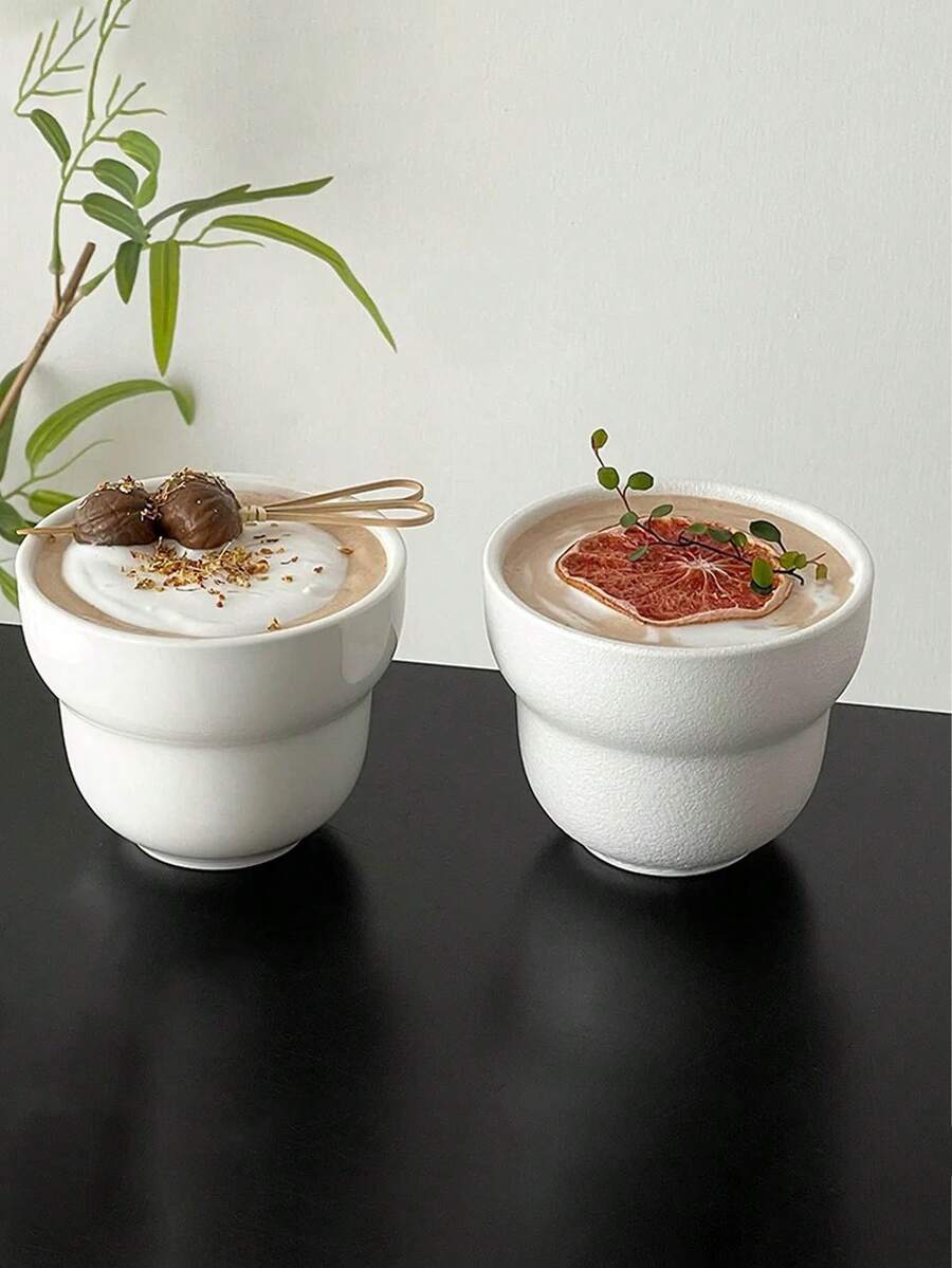 Elegant White Ceramic Coffee Cup With Person Holding A Cup, Suitable For Office Latte, Cafe, Home Use As Mug/Cup/Tea Cup, Graceful And Generous Design - Multicolor - View 1