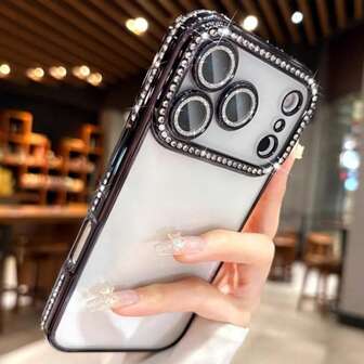 奢华电镀水钻亮片手机壳，兼容 17/16E/15/14/13/12/11/X/XS Max/XR/Pro Plus，Galaxy A02S-A07/A12-A17/A22-A26/A32-A36/A50-A56/S20-S25，荣耀 X9/8/7/A/B/C/Magic 5/6/7 Lite，OPPO Reno，Realme，红米 Note，Infinix Smart