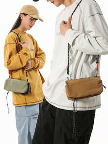 Casual Water Bottle Bag, Outdoor Hiking Cycling Drawstring Crossbody Shoulder Bag, Adjustable Strap - Multicolor - View 2