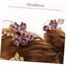 YQQ DOITOOL Peineta Para Novia De 4 Piezas Juego De Accesorios Para Bodas Peineta Floral0027 - Púrpura - Ver 8