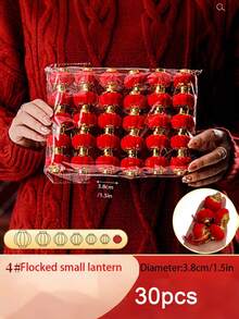 30pcs Mini Red Plush Lanterns For The Year Of The Horse In 2026, Suitable For Indoor Decoration During The Spring Festival,Potted Plants Decoration, Hanging Decorations In Courtyards, Restaurants And Shopping Malls Spring Festival Decorations, Year Of The Horse Decorations, New Year Decorations, Christmas Decorations, Festive Atmosphere Decorations, Wall Decorations