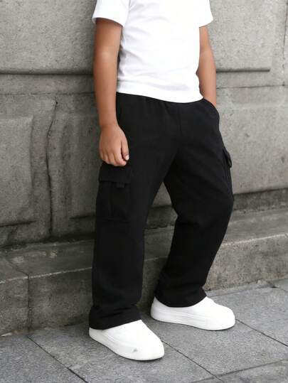 1pc Young BoyFashionable Versatile Outdoor Sports Running Basketball Straight Leg Pants
