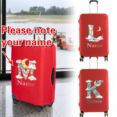 Funda para equipaje de 18-32 pulgadas, protector de equipaje personalizado elástico, se ajusta a equipaje de viaje de 18-32 pulgadas, funda protectora con patrón de letras anti-arañazos, funda personalizada con nombre, funda antipolvo para equipaje de viaje, accesorios para maleta
