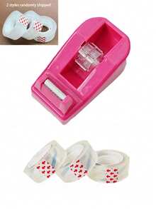 1 Set (1 Dispensador de Cinta + 3 Rollos de Cinta) Kit de Herramientas de Manualidades, Dispensador de Cinta de Papelería de Oficina Color Rosa Brillante, Adecuado para la Temporada de Regreso a Clases - Multicolor - Ver 12