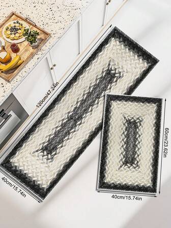 1pc Printed Carpet With Knitted Texture Effect, Multi-Color Background Indoor Entrance Mat, Bedroom Bedside Rug, Kitchen Floor Mat, Hallway Carpet, Thick Soft Bathroom Mat, Absorbent Non-Slip, Machine Washable, Suitable For Entryway, Living Room, Kitchen, Laundry Room, Bathroom - Polyester, Absorbent, Non-Slip