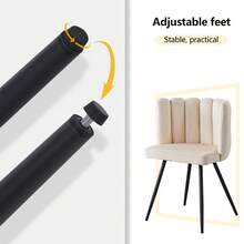 CLIPOP Single Dining Chair Velvet, Bedroom Makeup Vanity Chair With Padded Back And Metal Legs, Grey Shell Chair For Dressing Table Living Room Kitchen - Apricot - View 11