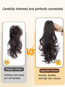 Ponytail Extension Hair Claw Clip In Hair Extensions Black 16 Inch Layered Ponytail With Half Tied Hair Long Curly Hair Heat Resistant Fiber Synthetic Ponytail Hairpiece For Women Daily Used - Multicolor - View 5